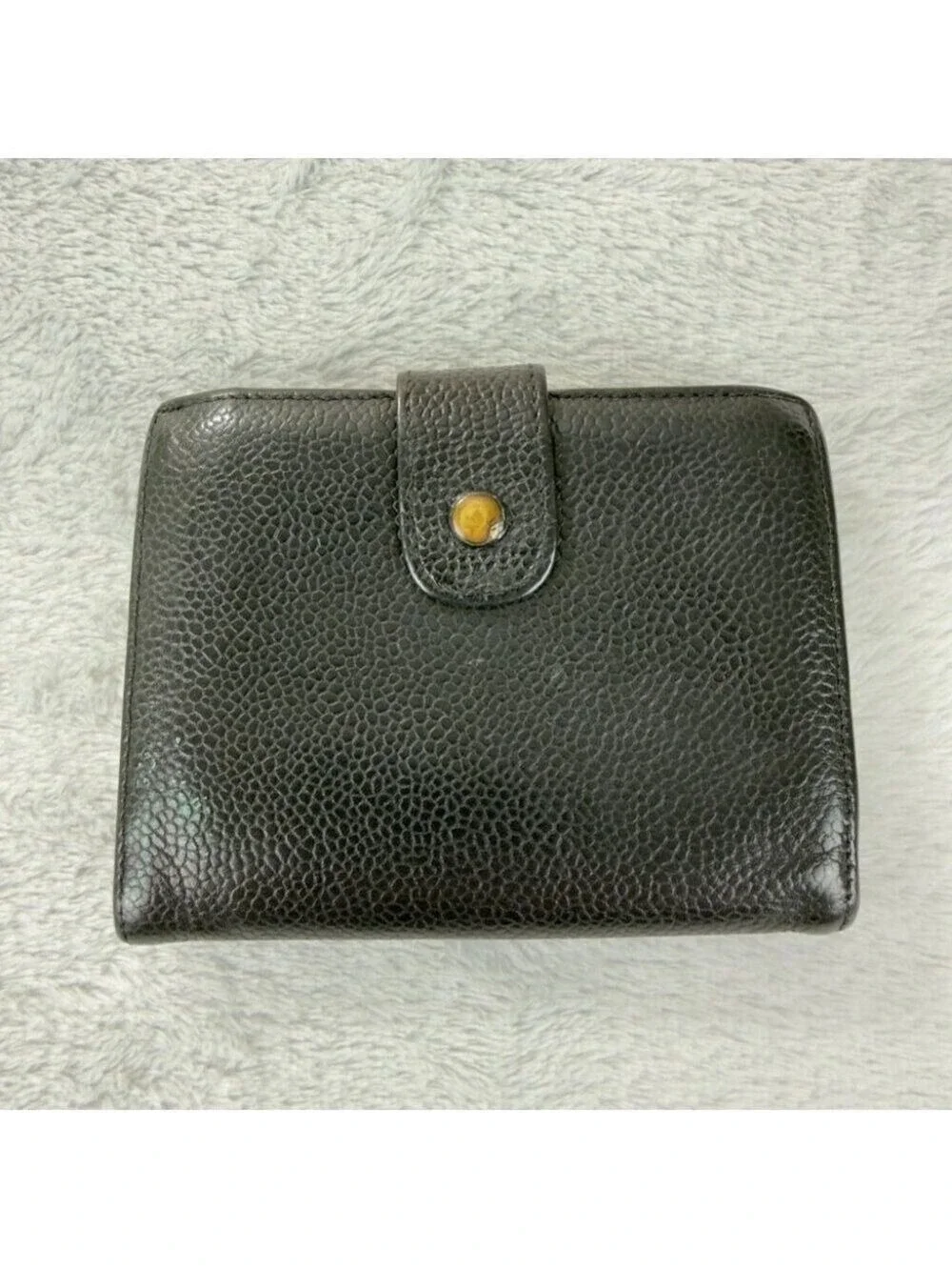 Chanel Black Grained Calfskin CC Logo Bifold Wallet